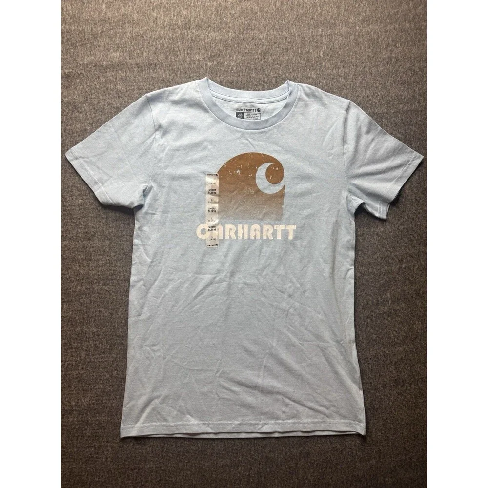 Carhartt Big Kids Blue Rugged Workwear Tee Shirt Basic T-shirt Size L 14-16